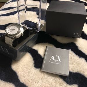 Men’s White Armani Exchange watch